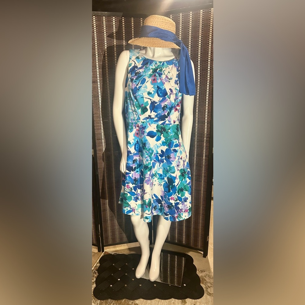 Floral Blue and Green Women's Dress